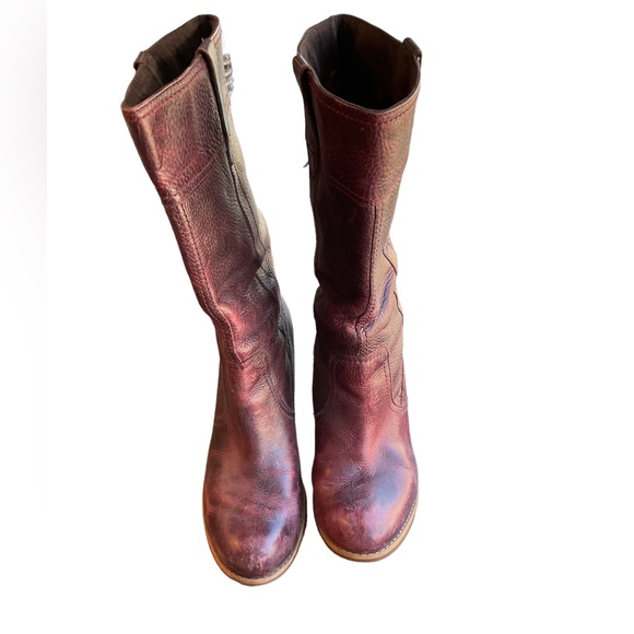 1790-TIMBERLAND Rudston Red/Brown tone Pull-on Leather Women’s Heeled Boots - Picture 2 of 12